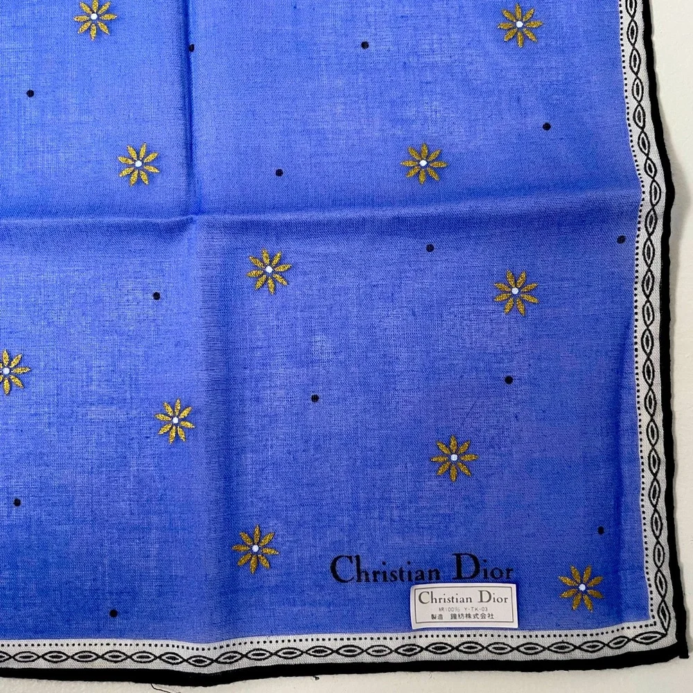Dior Blue and Gold Scarf